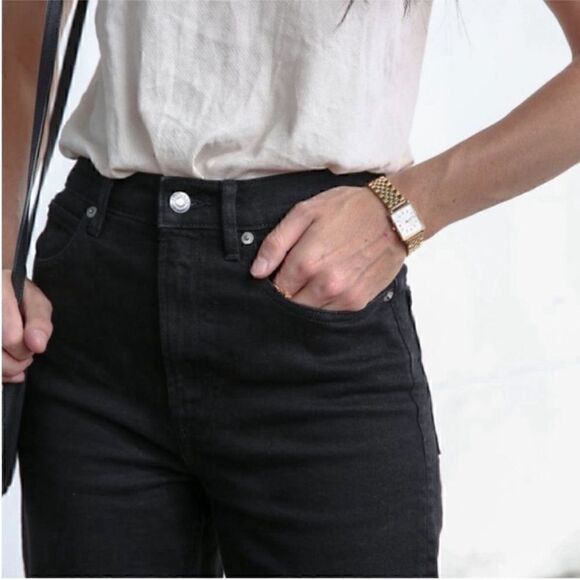 NWT Everlane Organic Cotton The Way High Jeans in Coal Raw Hem Size 32 Long - Picture 3 of 13